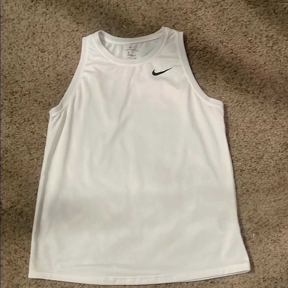 Nike White Sleeveless Top with Black Logo